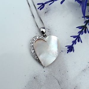 Mother of Pearl Sterling Silver Heart Necklace